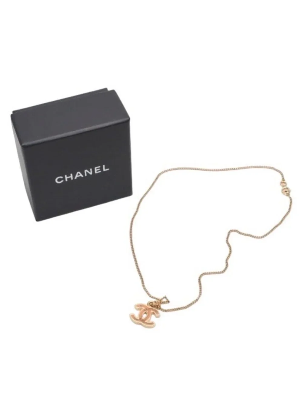 Chanel Necklace Double Sided CC Logo Brown Marble GD CC